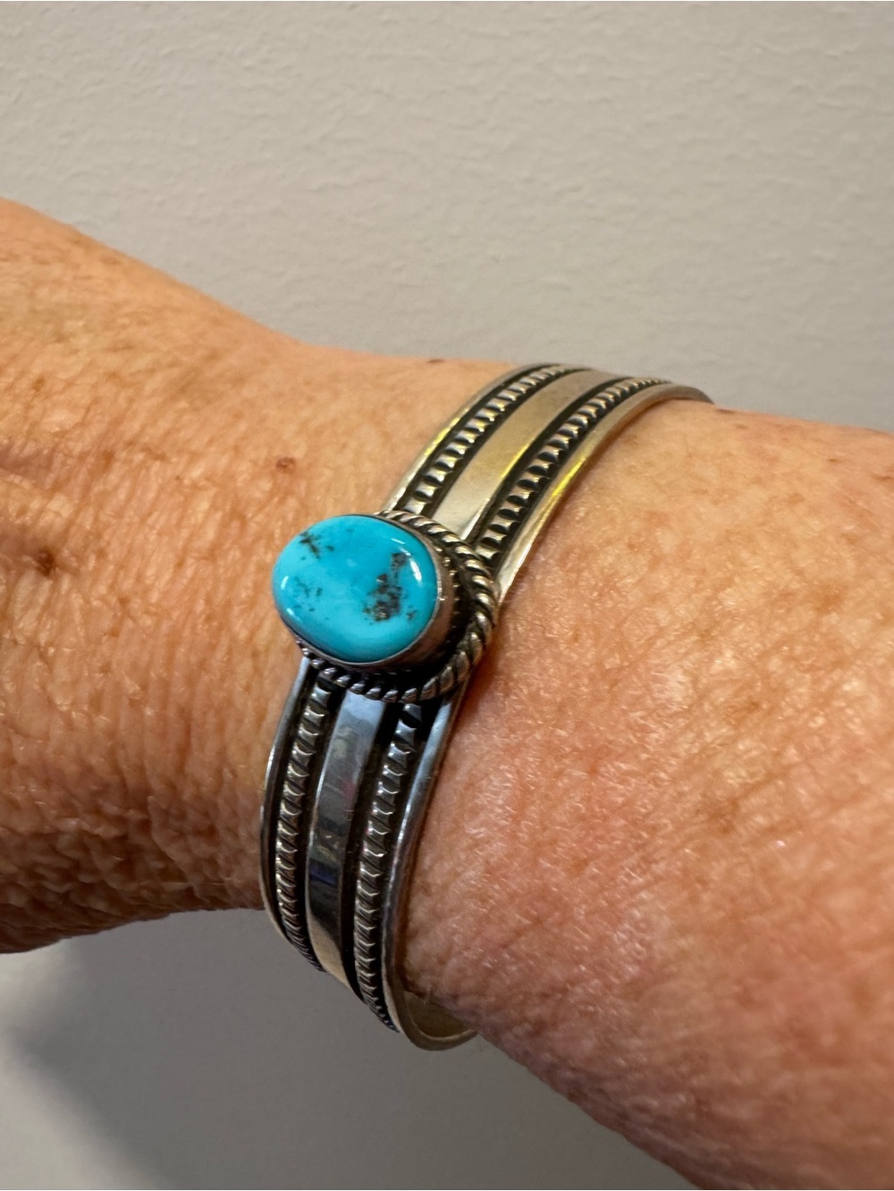 Women's Navajo .925 Silver Blue Natural Turquoise Artist Signed Harold J. - Picture 6 of 7